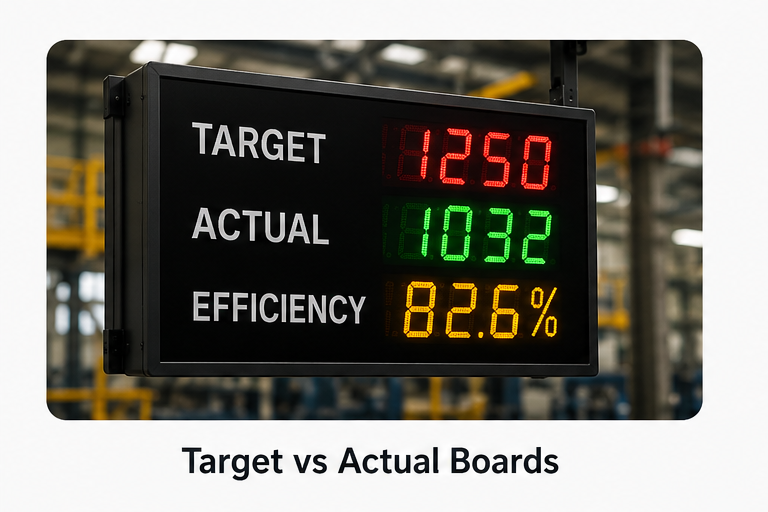 Target vs Actual Display Boards industrial automation solution