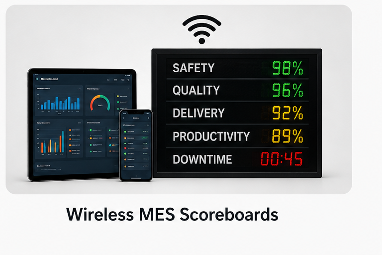 Wireless MES Scoreboards industrial automation solution